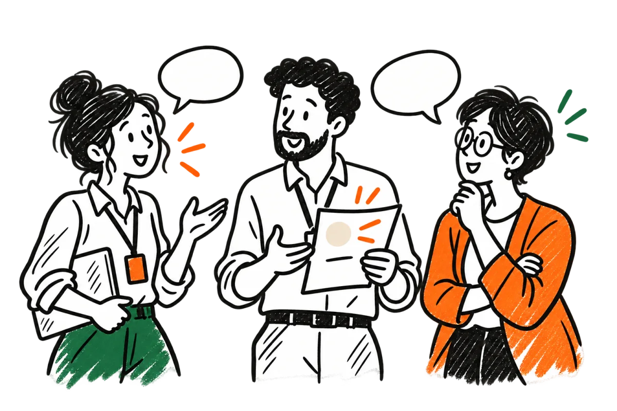 Ilustración de personas trabajando en comunicación interna