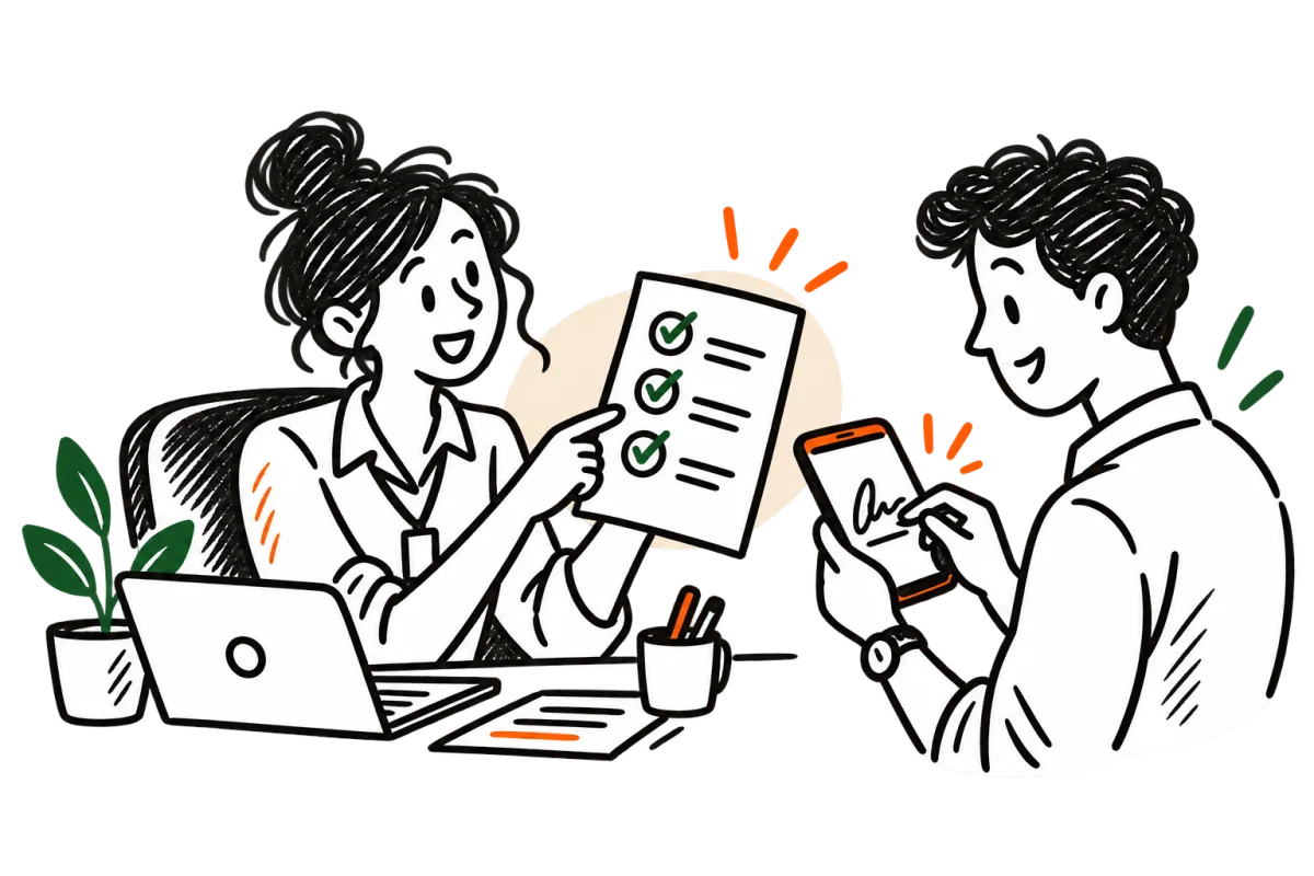 Ilustración de personas trabajando en recibos digitales